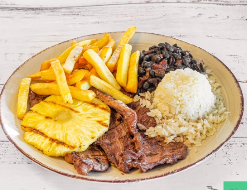 Close-up of three juicy steaks grilling on a barbecue, perfect for a summer cookout.
